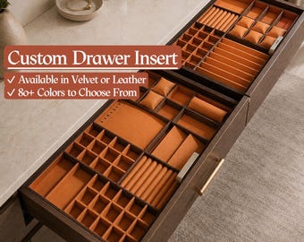 Custom Two-Tone Jewelry Drawer Organizer, Ring Watch Necklace Tray Insert