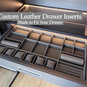 Bandeja organizadora de joyas de cuero personalizada, inserto para cajón, almacenamiento de anillos y relojes
