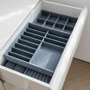 Stackable Velvet Jewelry Drawer Insert | Custom Two-Tier Ring, Watch & Necklace Organizer