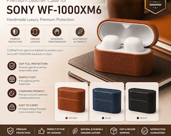 Genuine Leather WF-1000XM6 Case | Handmade Earbuds Cover, Protection