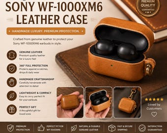 Genuine Leather Sony WF-1000XM6 Case | Handmade Protective Earbuds Cover