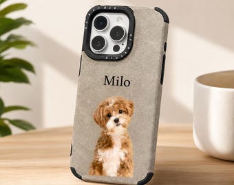 Personalized Pet Photo Faux Leather Phone Case, Dog Cat iPhone 11-17 Pro Max Plus