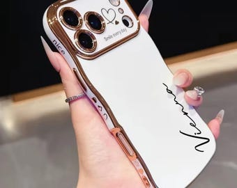 Personalized Heart Wave iPhone Case | Custom Name Plating
