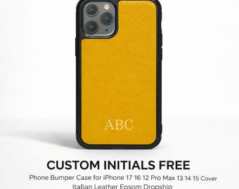 Personalized iPhone Leather Case | Epsom Leather Bumper, Custom Initials