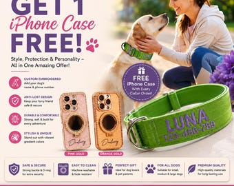 Custom Embroidered Dog Collar | Personalized Name, Phone Number, Gradient Knit Pet Collar