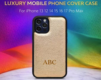 Personalized iPhone Case | Gold Name Faux Leather Phone Cover
