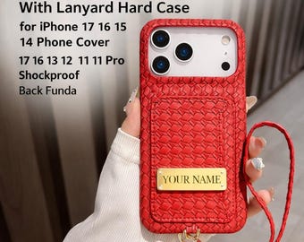 Custom Name iPhone Case with Lanyard | Luxury Shockproof Phone Cover