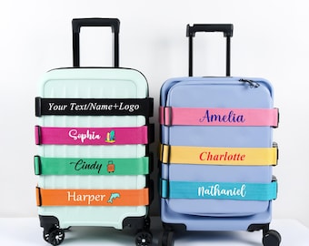 Correa para equipaje personalizada, cinturón para maleta con tu texto, regalo para viajeros, regalo de cumpleaños, regalo de San Valentín para viajeros, se aceptan logotipos personalizados.