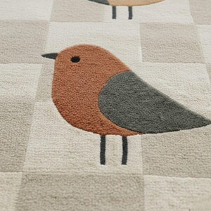 Hand Tufted Bird Area Rug – New Zealand Wool Modern Carpet – Cute Bird Pattern Nursery Rug – Scandinavian Kids Room Decor image 10