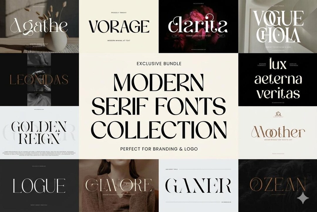 Modern Serif Font Bundle, Luxury Serif Fonts, Elegant Typography Pack ...