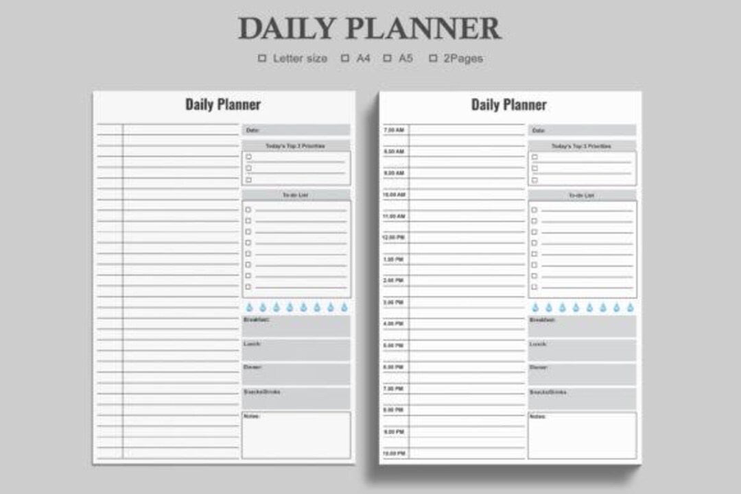 Minimalist Daily Planner Printable, Productivity to Do List (PDF ...