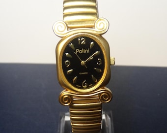 Polini Art-Deco Gold Tone Ladies Watch With Expandable Bracelet