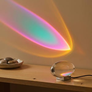 Lámpara de proyección de puesta de sol con prisma de cristal/Luz LED de ambiente de cristal que cambia de color