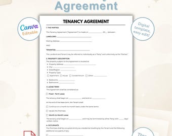 Sjabloon huurovereenkomst | Huurovereenkomst pdf | Canva bewerkbaar en afdrukbaar huurcontract