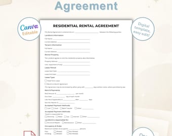 Formulier huurovereenkomst | Afdrukbare lease- en bewerkbare pdf van één pagina
