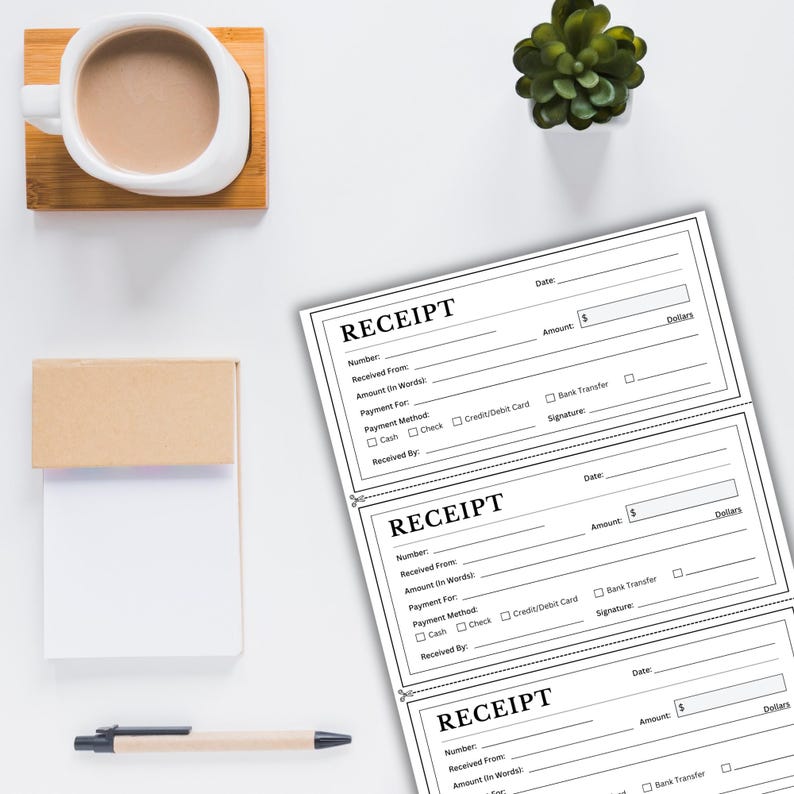 Receipt Template | Printable Payment Receipt PDF | Instant Download ...