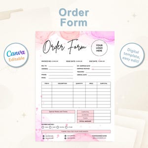 Editable Order Form Template | Canva Order Form for Small Business - Etsy