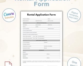Aanvraagformulier verhuur | Aanvraag verhuurder: één pagina, bewerkbare en afdrukbare canva-pdf