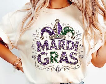 Mardi Gras Shirt, Rhinestone Jester Hat, New Orleans Outfit