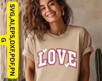 Varsity Love Sweatshirt, Heart Graphic, Valentine's Day Gift