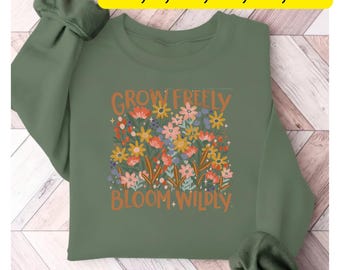 Floral Graphic Tee | Grow Freely Bloom Wildly, Botanical Boho Top