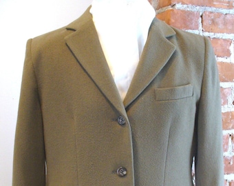 LL Bean Wool and Cashmere Olive Drab Ladies Jacket Size 10