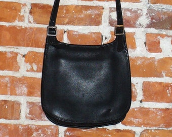 Vintage Coach Black Hippy Flap Saddle Bag