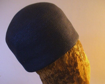 Vintage Navy Blue Turban Straw Hat