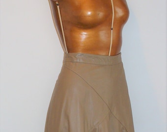 Vintage Comint Argentina Taupe Leather Skirt