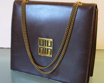 Vintage Paristyle Chocolate Brown Purse  Optional Chain Strap