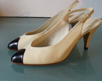NIna Cap Toe Slingback Heels Size 7M US