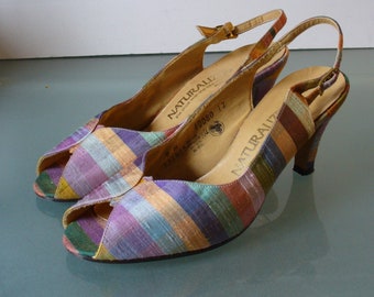 Naturalizer Rainbow Silk  Slingback Heels Size 7M US