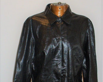 Vintage Express Black Leather Shirt Size 13/14