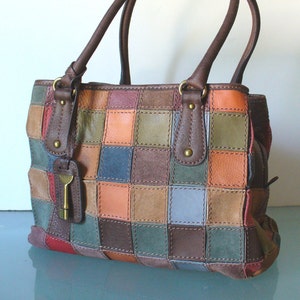 Vintage Fossil Patchwork Leather Bag Etsy