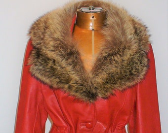 Vintage Belted Dan DI Modes Red Leather Jacket