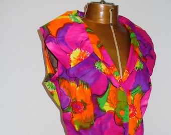 Vintage Evelyn Margolis Hawaii Tropical Flower Dress