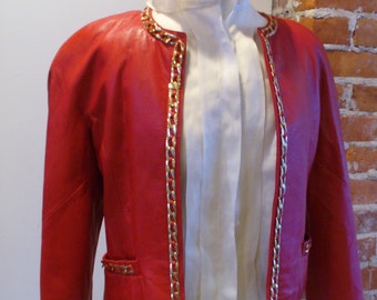 Vintage Dero Red Leather Jacket Size S