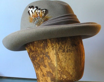 Vintage Mr. John Classic Large Taupe Brimmed Ladies Hat