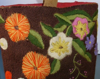 Crewel and Burlap Handbag