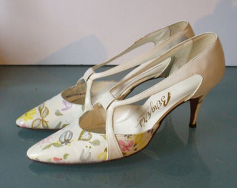 Mister J Floral Print Leather Shoes 7.5N