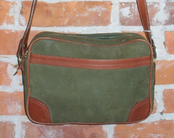 Vintage Ralph Lauren Olive Green Nubuck Shoulder Bag