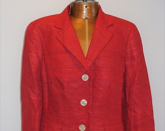 Ralph Lauren Raw Silk Red Ladies Jacket Size  10