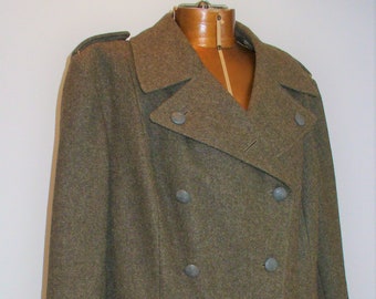 Vintage Olive Drab Viking Modell  Style Wool Coat