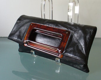 Vintage Lucite Pilgrim Buckle Foldover Clutch Bag