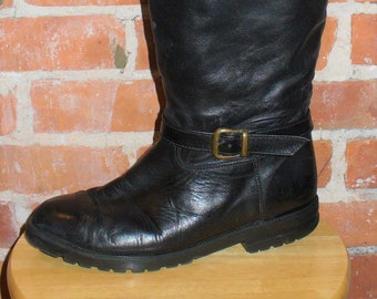 L.L. Bean Watch Plaid Lined Leather Tall Boots Size 8