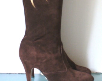 Vintage Chocolate Brown Suede Life Stride Boots Size 8.5M