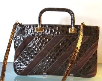 Vintage Varon Faux Alligator  Briefcase Style Bag