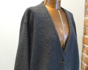 Vintage  Ralph Lauren Steel Grey Cardigan Sweater Size M