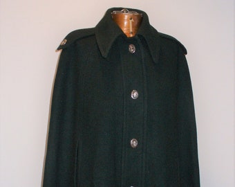 Vintage White Stag Forest Green Wool Cape