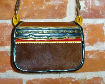 Vintage Bohemian Fur & Leather Shoulder Bag